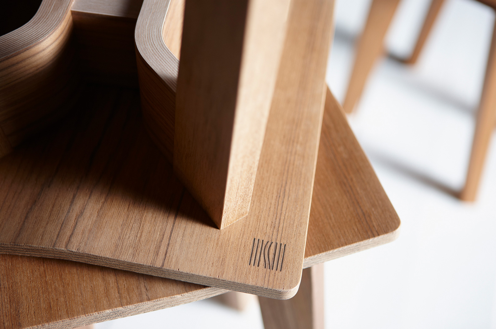 Detail shot of the stools using their shapes in the composition.
